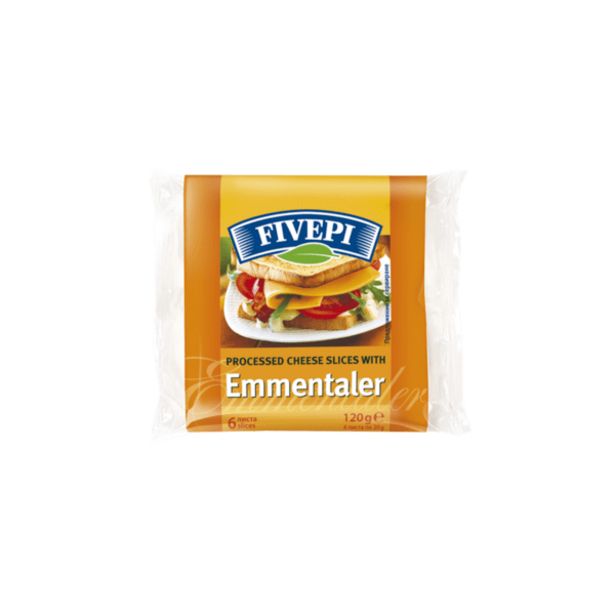 Оферта на Топено сирене FIVEPI ементал слайс 120 г за 2,29 лв.