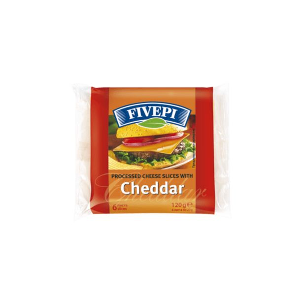 Оферта на Топено сирене FIVEPI чедър слайс 120 г за 2,29 лв.