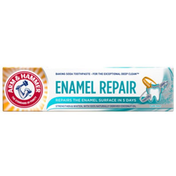 Оферта на ARM & HAMMER ENAMEL REPAIR паста за зъби с възстановяваща емайла с кокосово масло 75ml за 6,19 лв.